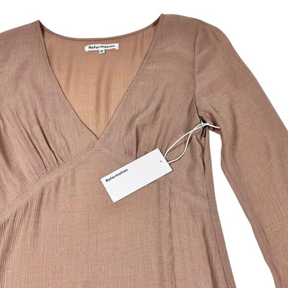 NWT Reformation Callum Maxi Dress Sz.XS Taupe Sheer Gauze Minimalist Boho - Picture 8 of 16
